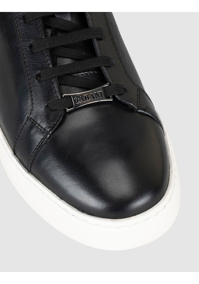 Cabani Siyah Hakiki Dana Deri Bağcıklı Günlük Erkek Sneaker