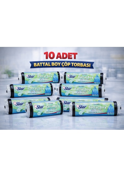 Star Plus Standart Büyük Boy Atık Poşeti 65x80 Cm 10 Adet Dayanıklı Sızdırmaz Atık Torbası 10 Adet