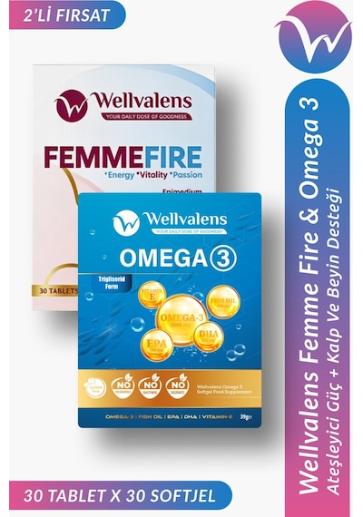 Kadınlara Özel Destek Paketi Omega 3 30 Softjel + Femmefire 30 Tablet