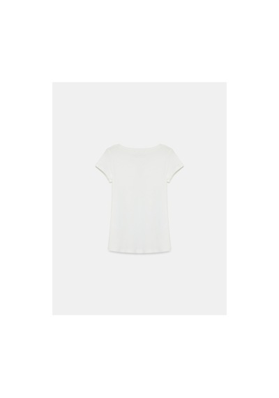 Dilvin 32688 %100 Pamuk Basic T-shirt-ekru-16526