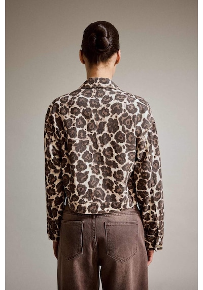 Defacto Leopar Desenli Düğmeli Denim Ceket G3105ax25aubn336 Kahve