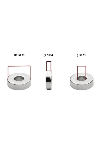 4 Adet 10mm X 3mm Yuvarlak 3mm Havşa Delikli Mıknatıs Disk Neodyum Buzdolabı Ofis Yazı Not Tahtası