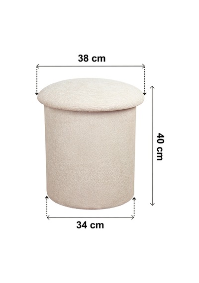 Dekoratif Silindir Sandıklı Puf Çok Amaçlı Oturma Ve Yatak Odası Pufu - Krem - 40x38 Cm Krem