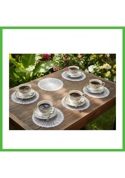 Vaveni 6 Lı Dantel Kahve Sunumluğu 15x15 Cm Asorti Desenli Modern Sunum Aksesuarı Arz Çok Renkli