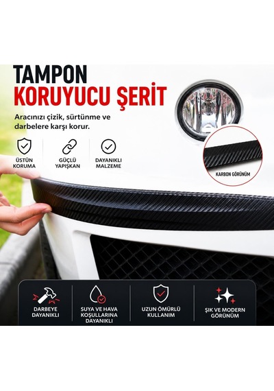 Araba Tampon Koruyucu Karbon Desenli 2 Adet Renk Beyaz Çok Renkli