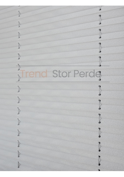 Açık Gri Plise Katlanır Cam Balkon Perdesi - Ofis Perdesi - Salon Perdesi - 025 Açık Gri