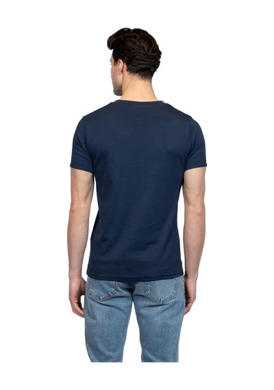 Jsco Hscstore Erkek V Yakalı Basic İndigo Tişört - 8401