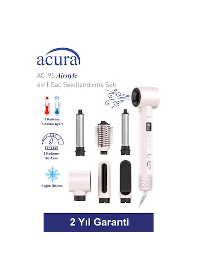 Ac-95 Airstyle Negatif İyonlu 6in1 Saç Şekillendirme Ve Kurutma Seti
