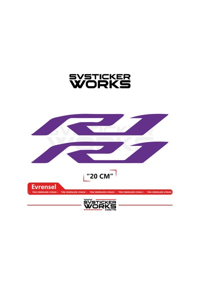 Yamaha R1 Uyumlu Yazı Sticker Yüksek Kalite Özel Kesim Folyo 2'li Set Mor