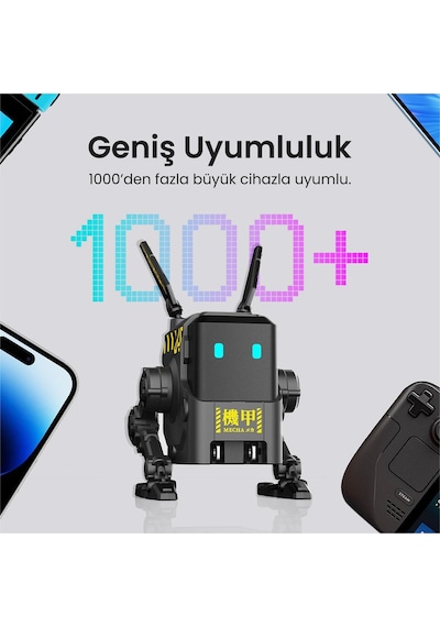 Gravastar Alpha65 Robot Figürlü 65w Hızlı Şarj Adaptörü Ve Şarj Standı, Gri