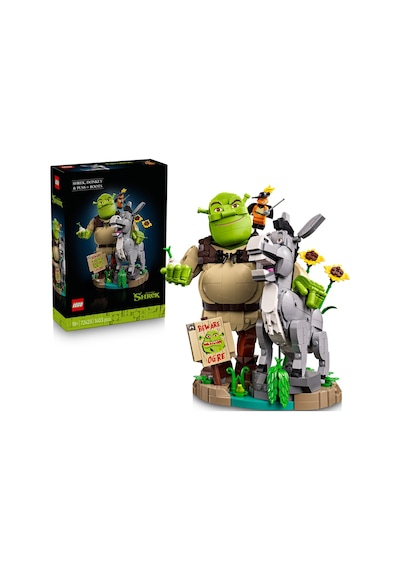 LEGO® Shrek: Şrek, Eşek ve Çizmeli Kedi 72423 - Yetişkinler için Minifigür İçeren Dekoratif Model Yapım Seti (1403 Parça)