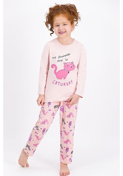 Rolypoly RP1984-2 Caturday Kız Çocuk Pijama Takımı Somon