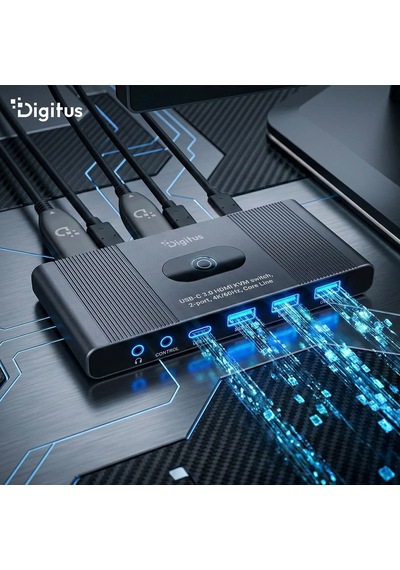 Ultra Hd 4k 60hz Kvm Switch 2x1 Hdmı + Usb 3.0 + Usb-c Tek Tuş Geçiş