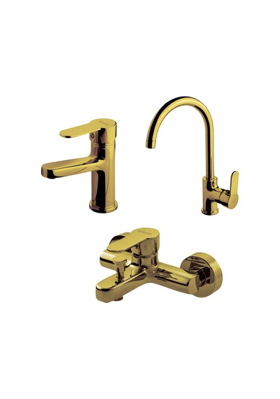 Domino Altın Banyo,evye,lavabo Bataryası Set 971538-971528-971518 Altın