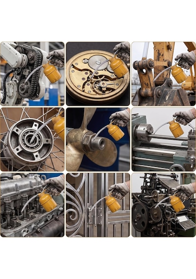 Spiralli Metal Yağdanlık 300 Cc - Esnek Hortumlu Manuel Pompalı Yağ Tenekesi - Sanayi, Otomotiv, Atölye Ve Bisiklet Yağlama Pompası Sarı