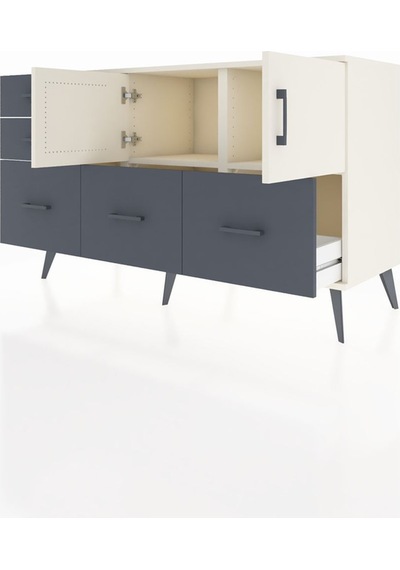 Hyperion Konsol 2 Raflı 5 Çekmeceli 2 Kapaklı 132x44x83 Aytaşı-aytaşı/antrasit Aytaşı/antrasit