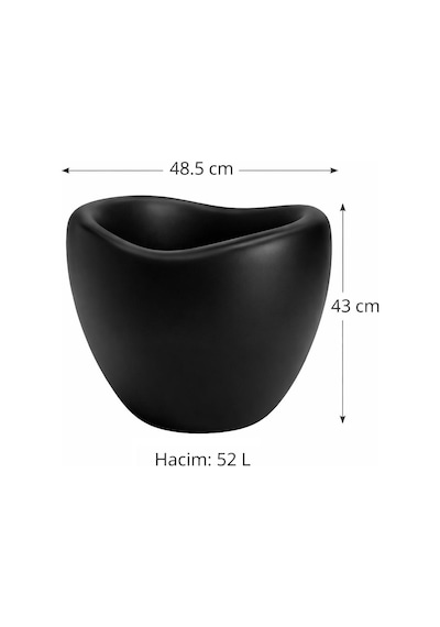 Omnipazar So-lle Lale Saksı Dekoratif Modern Plastik İç Kovalı 52 Litre Siyah