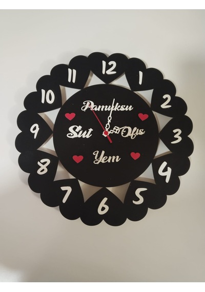 Salon-oda-iş Yeri Kaliteli Duvar Saati 3mm Mdf Siyah-beyaz Şık Siyah - Beyaz