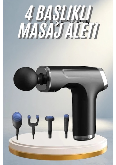 Mini Masaj Tabancası 4 Başlıklı Taşınabilir Masaj Aleti