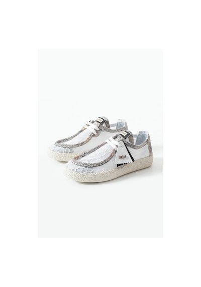 Dericia Shoes Rush Hakiki Deri Rahat Dantel Detaylı Tüllü Kadın Sneaker Beyaz