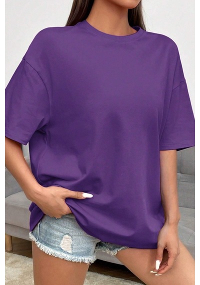 Flood Of Style Unisex Live In The Moment Tasarım Tshirt Mor