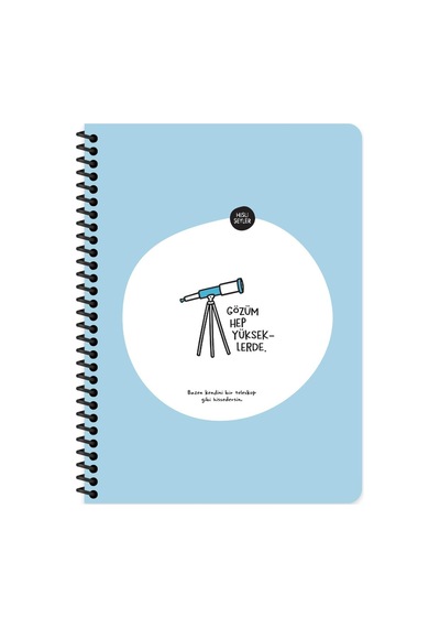 Hisli Şeyler Kareli Spiralli Stickerli Defter Gözüm Yükseklerde 16 5 X 22 5 Çok Renkli