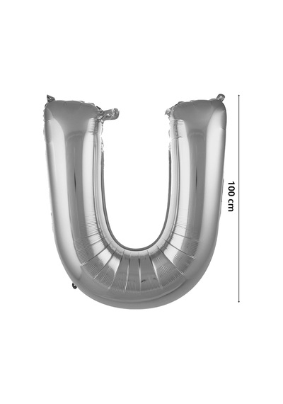 U Harf Folyo Balon. 100 CM - Gümüş