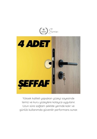 Kapıstoperi Yapışkanlı Kapı Stoperi Şeffaf 4 Adet Kapı Kolu Çarpma Engelleyici Duvar Koruyucu Silik