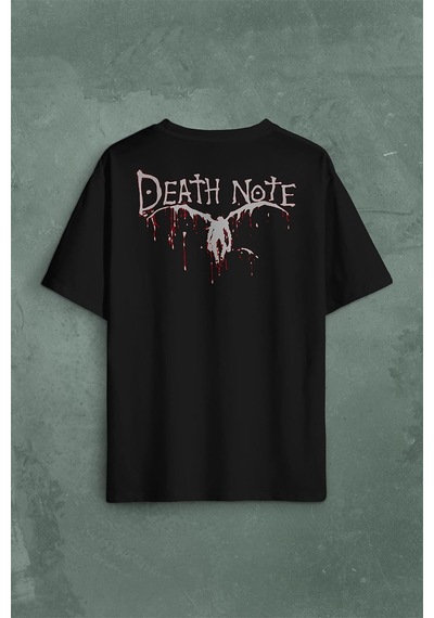 Death Note Oyun Ölüm Notu Sırt Ön Baskılı Oversize Tişört Unisex T-shirt 001