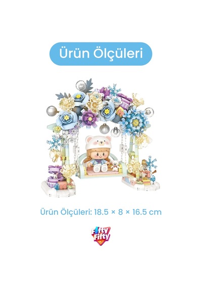 Loz Creative Serisi Ledli Mavi Salıncak Figürü 953 Parça Blok Oyuncak Dekoratif Yapım Seti -1353