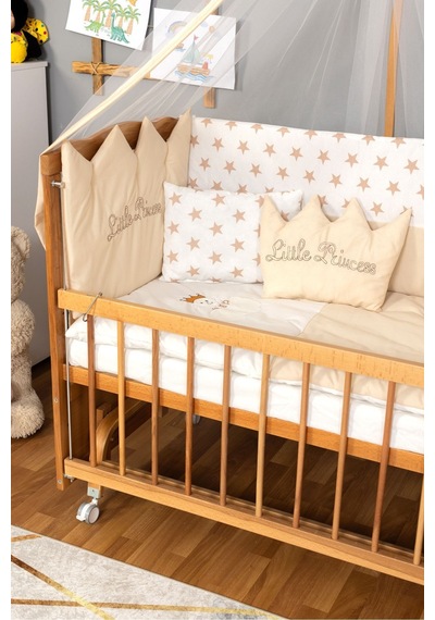 Ahşap Beşik Anne Yanı Beşik Doğal Vernikli 60x120 Krem Prenses Uyku Seti Yatak Tekerlekli Ahşap Ahşap Beşik Anne Yanı Beşik Doğal Vernikli 60x120 Krem Prenses Uyku Seti Yatak Tekerlekli Ahşap