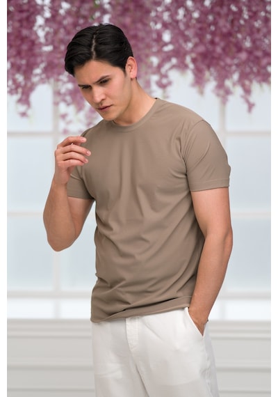 Paul Martin Slimfit Lyocell Kumaş Likralı Küçük Armürlü Bisiklet Yaka T-shirt Kahverengi Paul Martin Slimfit Lyocell Kumaş Likralı Küçük Armürlü Bisiklet Yaka T-shirt Kahverengi
