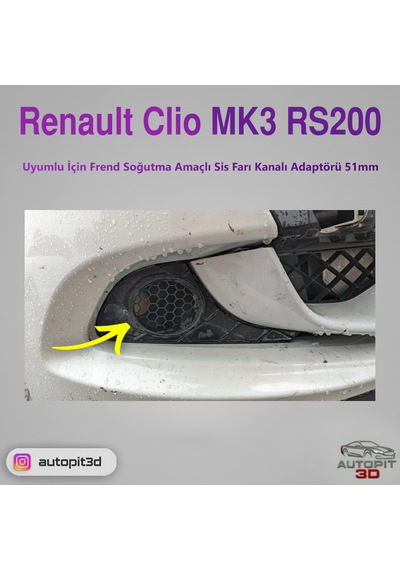 Renault Clio Mk3 Rs200 Uyumlu Fren Soğutma Sis Farı Kanal Adaptörü 51mm