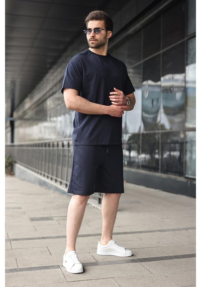 Lacivert Erkek Şort T-shirt Takım E7347