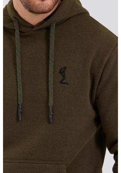 Polostate Erkek İskelet Nakışlı 3 İplik Sweatshirt Haki