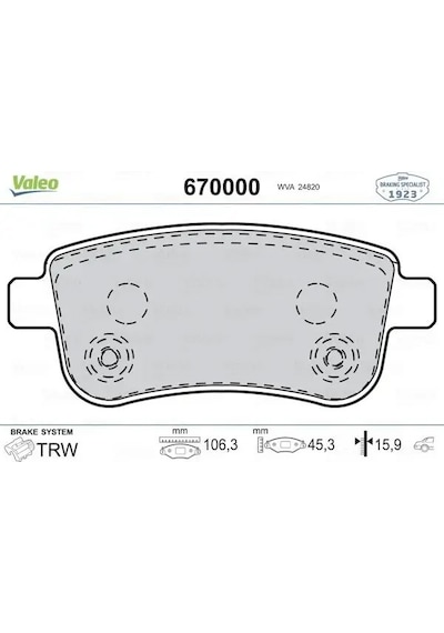 Renault Scenic 3 Arka Fren Balatasi 2009-2015 Valeo 670000