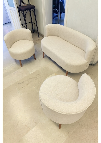 Azra Mobilya Sydney Çay Seti Koltuk Takımı Keten Kumaş 2+1+1 Ceviz Ayak Modern Salon & Ofis Takımı Krem Krem Azra Mobilya Sydney Çay Seti Koltuk Takımı Keten Kumaş 2+1+1 Ceviz Ayak Modern Salon & Ofis Takımı Krem Krem