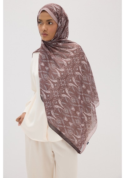 Mirsoy Scarf Rüya Pamuk Etnik Desen Şal Açık Vizon
