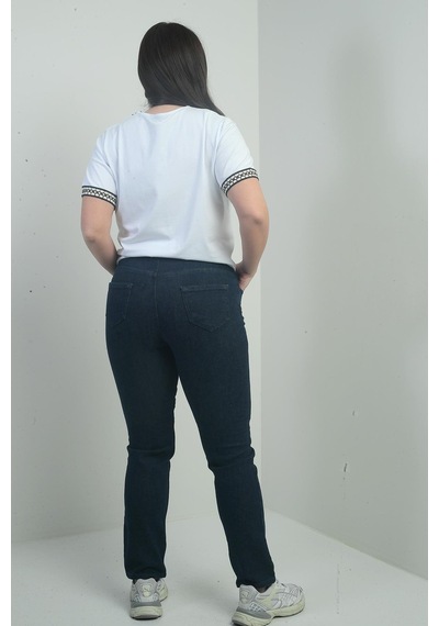 By Saygı Kadın Yüksek Bel Boru Paça Likralı Büyük Beden Kot Pantolon-40352 Lacivert