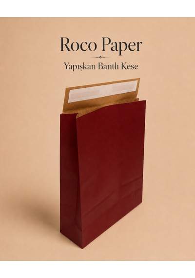 Yapışkan Bantlı Kraft Kese Kağıdı, Bordo Renk, 30x40x10 Cm - 24'lü Paket, Hediye Ve Kargo Zarfı