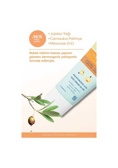 İva Natura Organik Mineral Filtreli 30 SPF Çocuk Güneş Kremi Çinko Oksit İçerikli – Hassas Ciltler İçin – 75 ML
