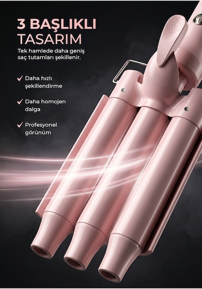 Ks-33 Wag Maşası 3x25 Mm 120w Su Dalgası Saç Maşası