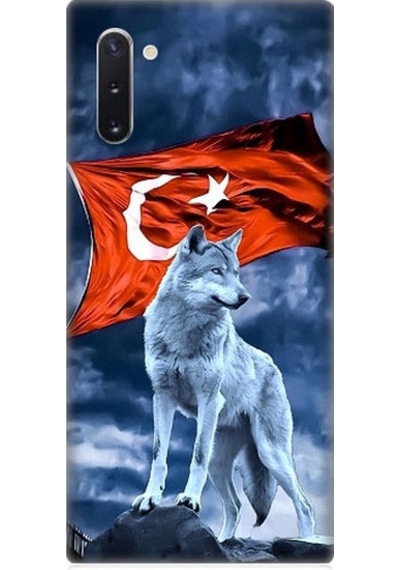Samsung Galaxy Note 10 Uyumlu Kurt Göktürk Ve Bayrak Desenli Silikon Kılıf