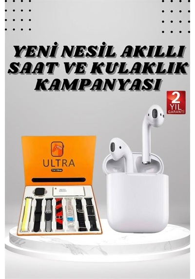 Akıllı Saat Aksesuarları 7 Kordonlu Akıllı Saat Ve 2.nesil Kulaklık Yüksek Ses Kaliteli Uzun Pil Ömrü