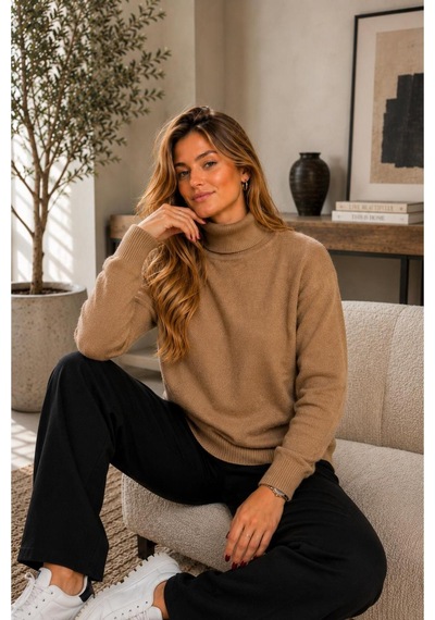 Hira Life Fashion Sfg Life Moda Kadın Balıkçı Yaka Tüylü Şardonlu Oversize Kazak Vizon Vizon Hira Life Fashion Sfg Life Moda Kadın Balıkçı Yaka Tüylü Şardonlu Oversize Kazak Vizon Vizon