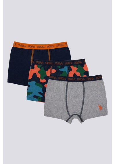 U.S. Polo Assn. U.S. Polo Assn Military Detail Erkek Çocuk 3'lü Boxer Lacivert