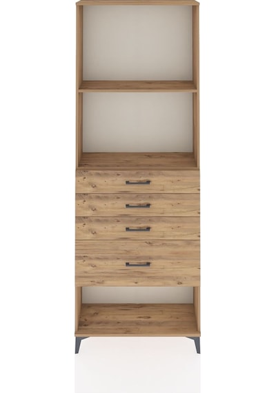 Arges Dolap 2 Raflı 4 Çekmeceli 88x30x243 Çam-çam Atlas Çam
