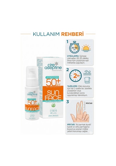 Cire Aseptine Yüz Güneş Koruyucu Krem Spf50+ 60 Ml 2 Adet