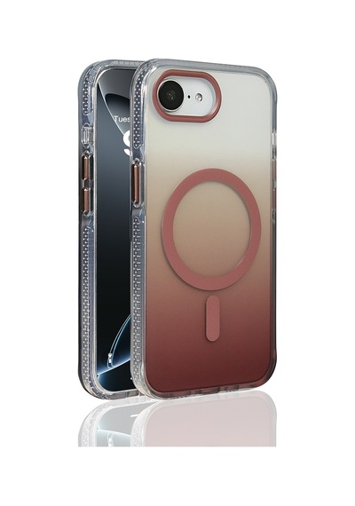 İphone 17e Kılıf M-safe Şarj Özellikli Transparan Renk Geçişli Zore Toros Kapak - Rose Gold
