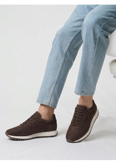 Shoetyle - Hakiki Nubuk Deri Kahverengi Erkek Sneaker - 666-02-18-1455 Kahve Rengi